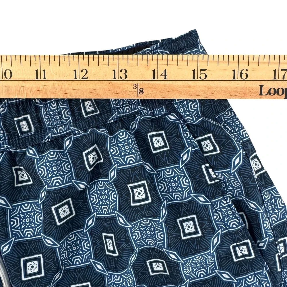 Tommy‎ Bahama Medium 6in Blue Geometric Men's Lined Swim Trunks Shorts